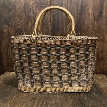 빈티지 바스켓백 아케비 뜨개질 디자인 브라운 빈티지