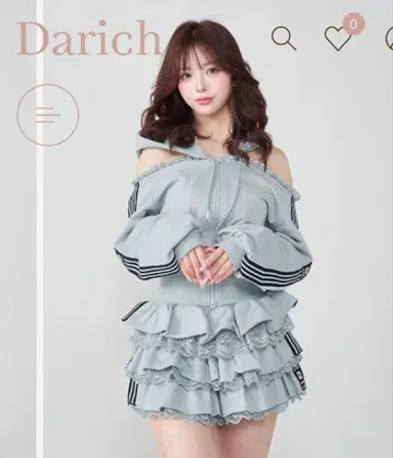 Darich 걸리시 스포티 맨투맨 스포티 라인 프릴 미니 스커트