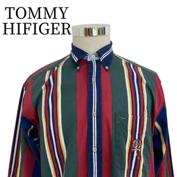 타미힐피거 원포인트 자수 멀티 스트라이프 BD 셔츠 그린 M