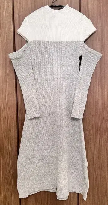 니트 원피스 니트 롱 원피스 바이컬러 니트