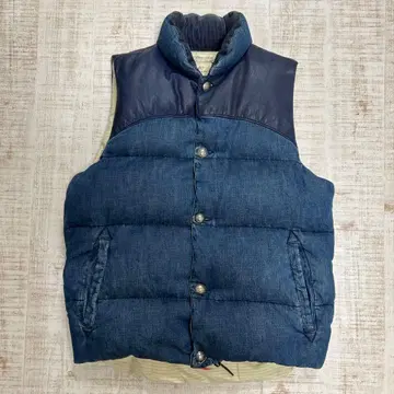 BEAMS 별주 REMI RELIEF 가죽 절개 데님 다운 베스트