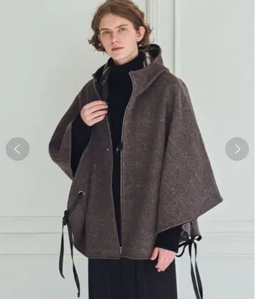 DOOPZ 반지 지퍼 울 케이프 코트