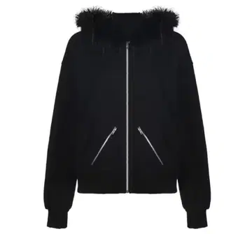 짧은 기장 퍼 지퍼 후드티 후드 자켓 opium y2k cozy