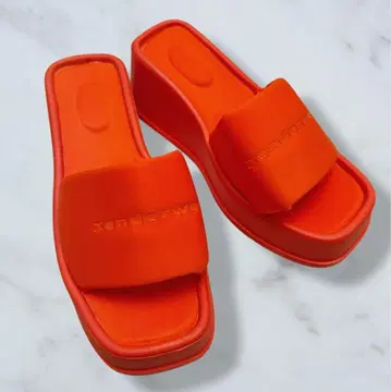 오렌지 웨지솔 샌들