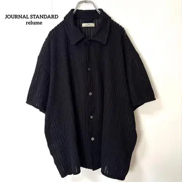 저널 스탠다드 레리움 [M] 반팔 니트 셔츠 블랙 비침 스타일리시