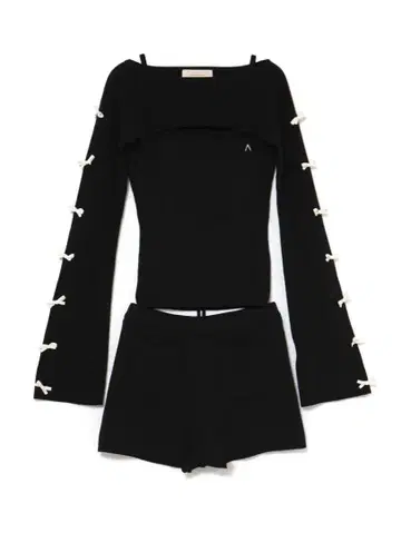 Cindy ribbon knit set up black