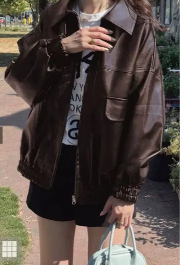 GRL 옷깃 2Way 오버 사이즈 가죽 블루종[ze863]