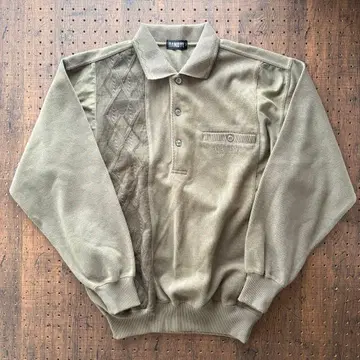 DANDYL 니트 스웨터 긴팔 L 하프 버튼 배색 이소재 그랑파