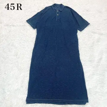 새상품급 45R 진바 카노코 조풍 폴로 드레스 원피스 인디고 네이비 나염