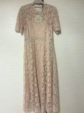 베이지 레이스 롱 원피스 반팔