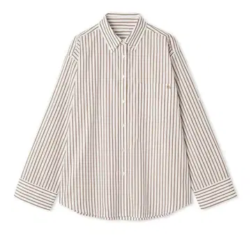 탭 슬리브 버튼 다운 패턴 셔츠 스트라이프 미라 오웬