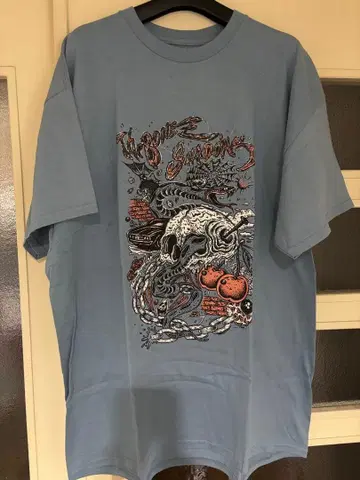 THE BONEZ shadows 스카이블루 스컬 디자인 T셔츠 XL