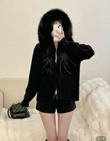 퍼 후드 블랙 후드티 SHEIN