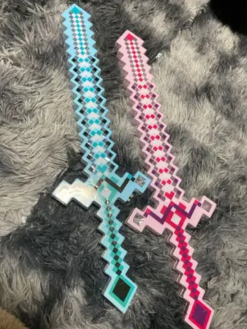 마인크래프트풍 검 파랑과 핑크 약 60cm