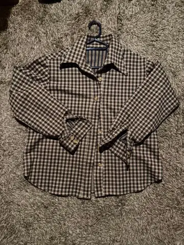 체크 셔츠 플란넬 셔츠 브라운 구제 의류
