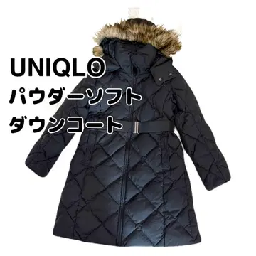 유니클로 파우더 소프트 다운 코트 퀼팅 퍼 포함 146585