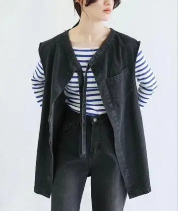 select moca 드로스트넥 데님 베스트