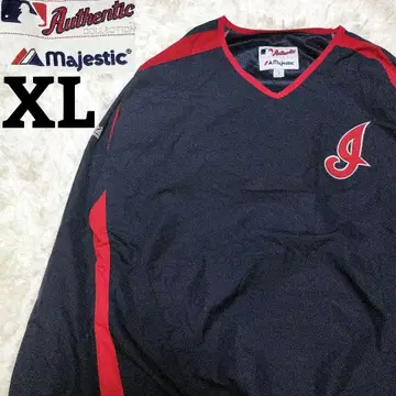 마제스틱 인디언스 자수 로고 나일론 자켓 XL 네이비 빨간색