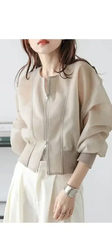 AMELY. 시어 블루종, 유행하는 더블 지퍼