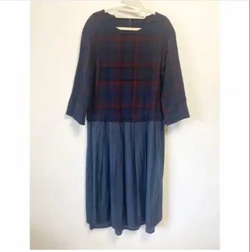 미사용 택 포함 이탈리아제 체크 무늬 도킹 롱 원피스