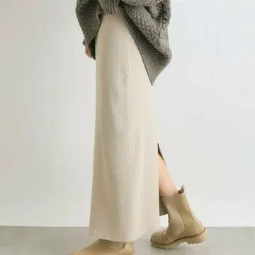 리브 드로와 마이너스 3kg 리브 타이트 스커트 베이지 36