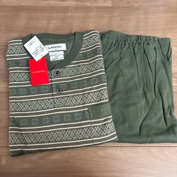 Lancel 란셀 남성용 파자마 L 사이즈 긴팔 롱 바지 그린
