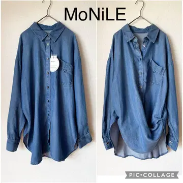 [ 새상품 ] 모니레 텐셀 데님 셔츠 드레이프감 겉옷 카슈쿨 2웨이