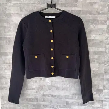 ZARA 가디건 니트 골드 버튼 블랙