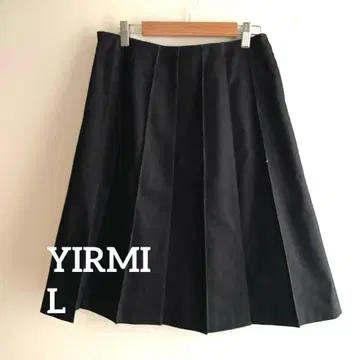 YIRMI 블랙 플리츠 스커트 청바지 무릎 기장 L