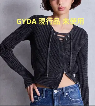GYDA 현행 모델 제이다 갸루 레이스업 초커 니트탑 헤이세이