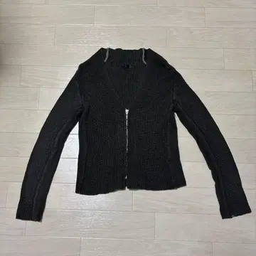 리브 편직 긴팔 가디건