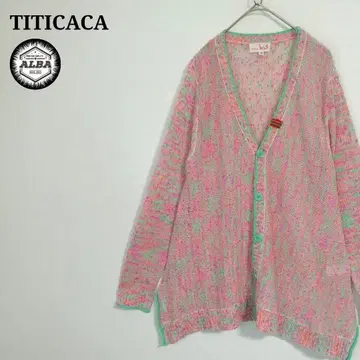 TITICACA 티티카카 가디건 니트 멀티 컬러 복숭아 핑크 M