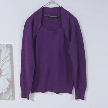 STRAWBERRY FIELDS 긴팔 니트 오픈 가디건 퍼플