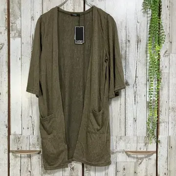 루티크 고품질 가디건 롱 플레어 슬리브 7부 소매 L 카키