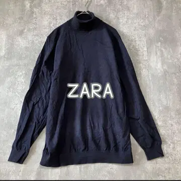 4 [ ZARA ] 터틀넥 풀오버 니트 긴팔 무지 네이비