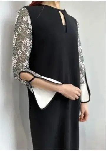 플로럴 레이스 슬리브 클래식 드레스 마메쿠로구치