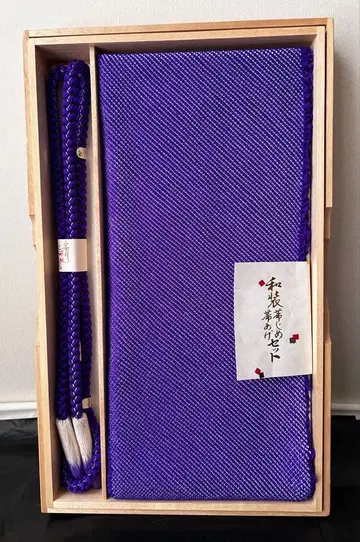 후리소데용 총 조임 오비 장식 천 허리띠 세트 짙은 보라색