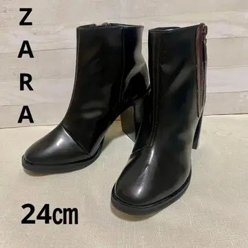 ZARA TRAFALUC 38 에나멜 블랙 부츠 24cm
