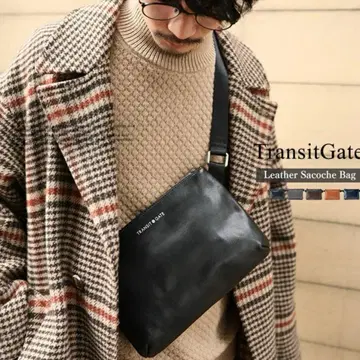 [ 양품 ] TRANSIT GATE 천연 가죽 사코슈 숄더 백 블랙