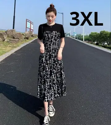 재입고 봄/여름 원피스 꽃무늬 블랙 원피스 가을 원피스 산뜻하게 멋스러운