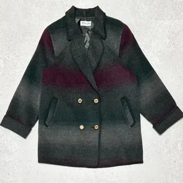 빈티지 코트 그라데이션 더블 버튼 한국 스타일 그레이 구제 의류 M 상당