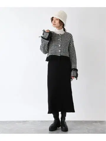 JEANASIS 프린지 체크 가디건