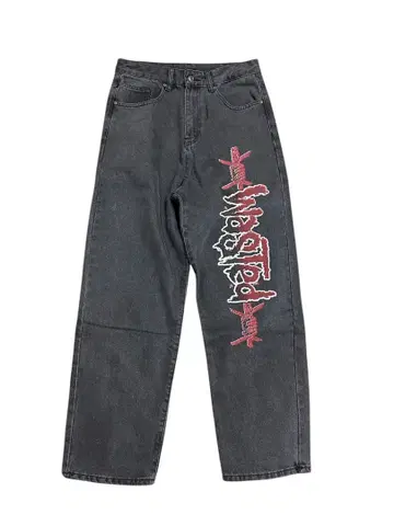 WASTED 다크 그레이 와이드 데님 30