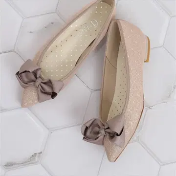 아르테미스 다이애나 25 빅 리본 플랫슈즈 골드 라메