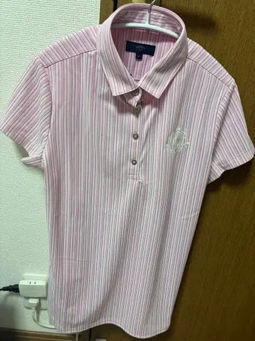 (미사용/40% OFF) Callaway 스트라이프 피케 셔츠 LL 핑크