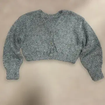 그레이 크롭 가디건 라메 믹스