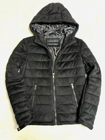 ZARA 블랙 후드 부착 퀼팅 퍼 자켓