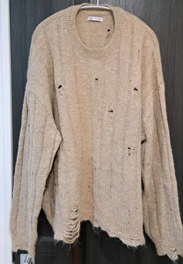 ZARA 데미지 니트 베이지 XL