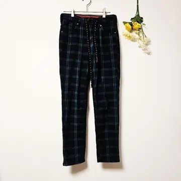 [ EDWIN ] 에드윈 테이퍼드 팬츠 속기모 체크 무늬 일본제 (S)