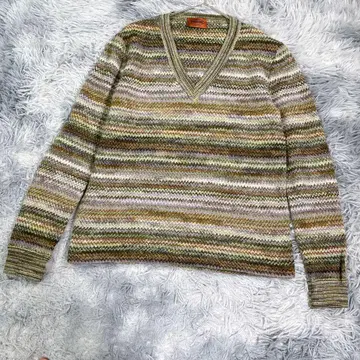 MISSONI V넥 니트 멀티 컬러 봄/가을 이탈리아제 여성용